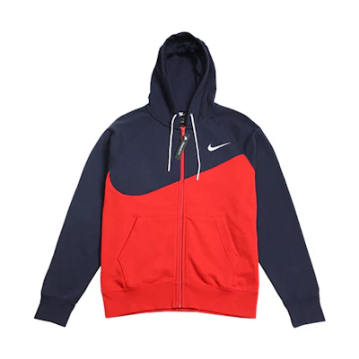 Nike Red Hooded Fitness Jacket with Large Swoosh and Zipper Design BV5300-658