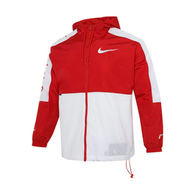 Nike Red White Logo Hoodie Jacket with Swoosh Design DJ4131-657