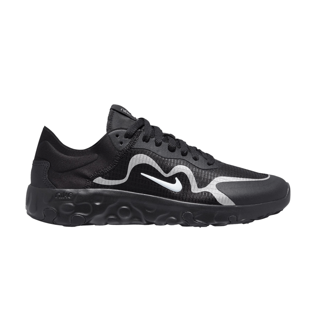 nike renew lucent trainers in black white & gunsmoke