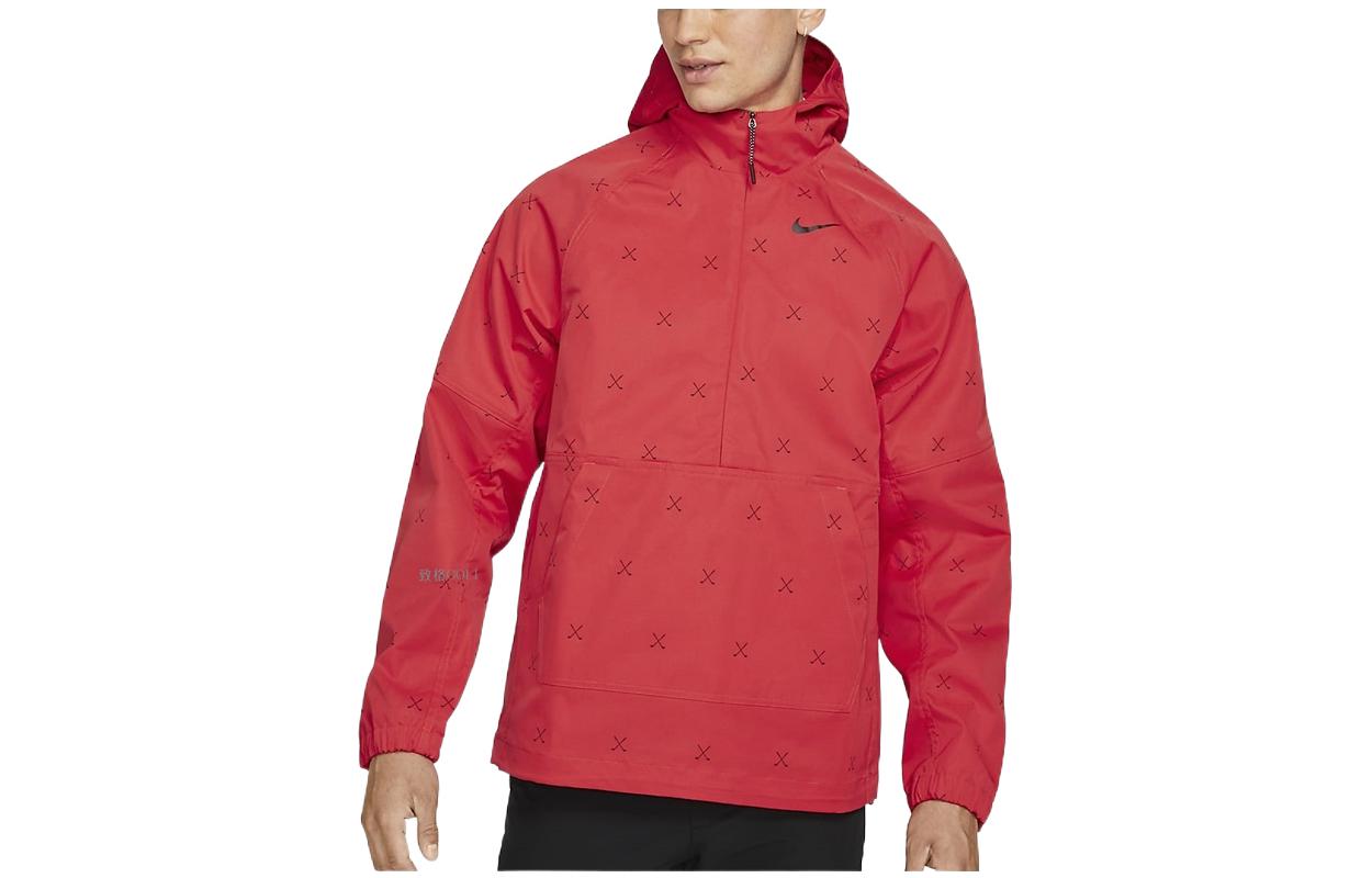 Nike Repel Printed Golf Anorak Red Zip-Up Hoodie Jacket DA2839-631