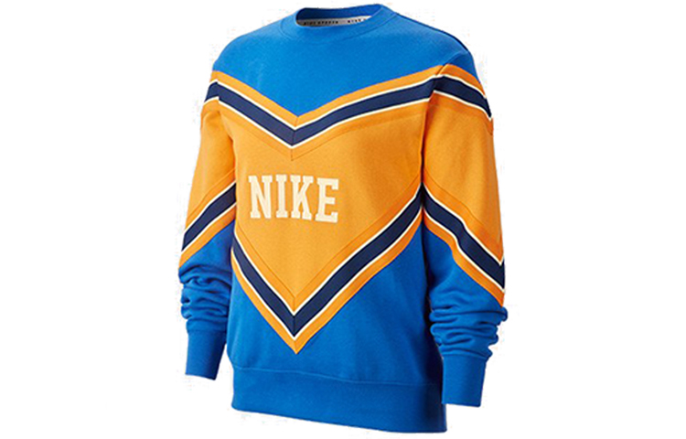 Nike Retro Colorblock Crewneck Sweatshirt - Blue Casual Long Sleeve BV2921-480