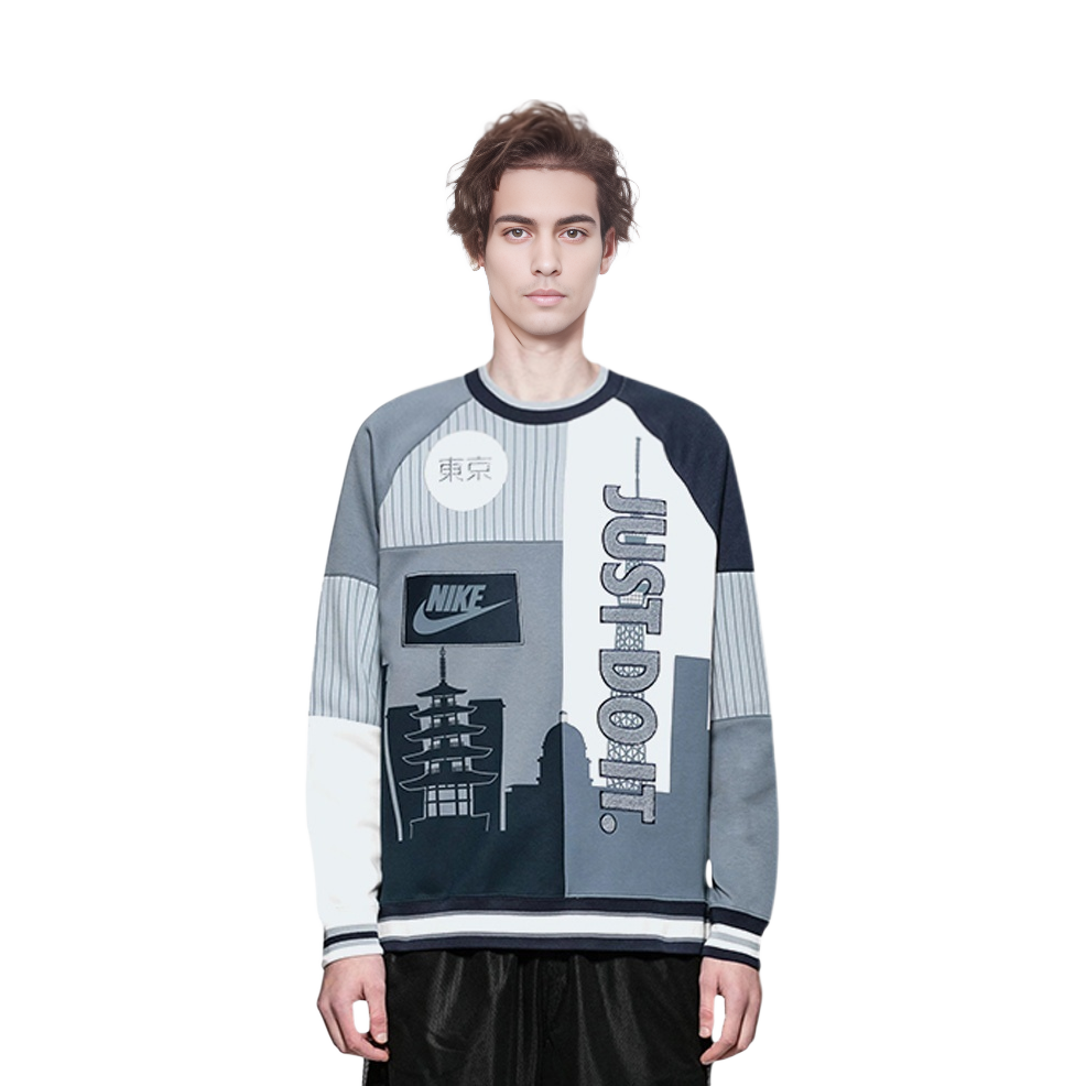 Shop Nike Sudadera Gris Retro Colorblock con Letras AR1990-464