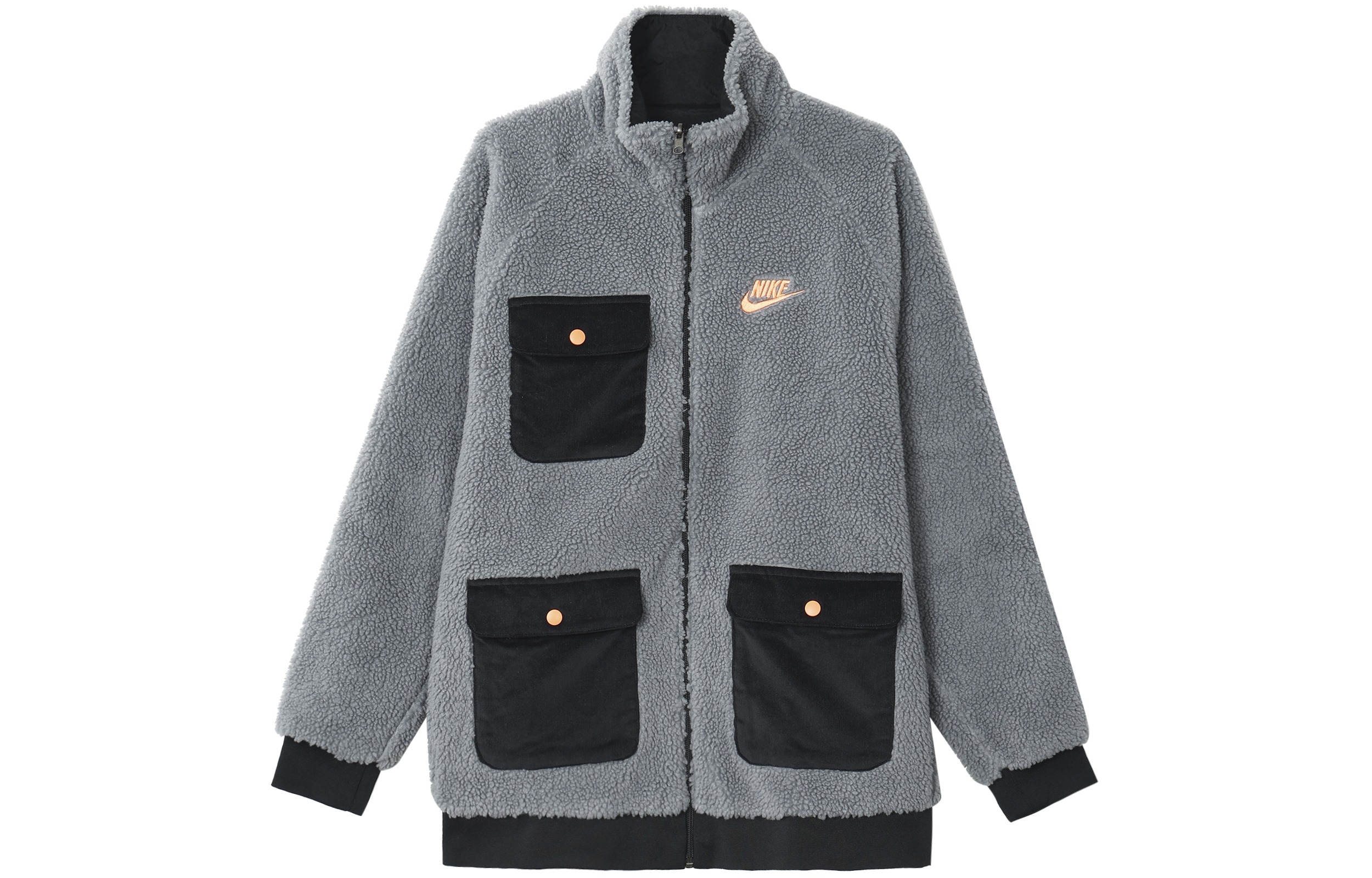 Nike Retro Embroidered Logo Multi-Pocket Reversible Full-Zip Utility Jacket Men DZ4713-065
