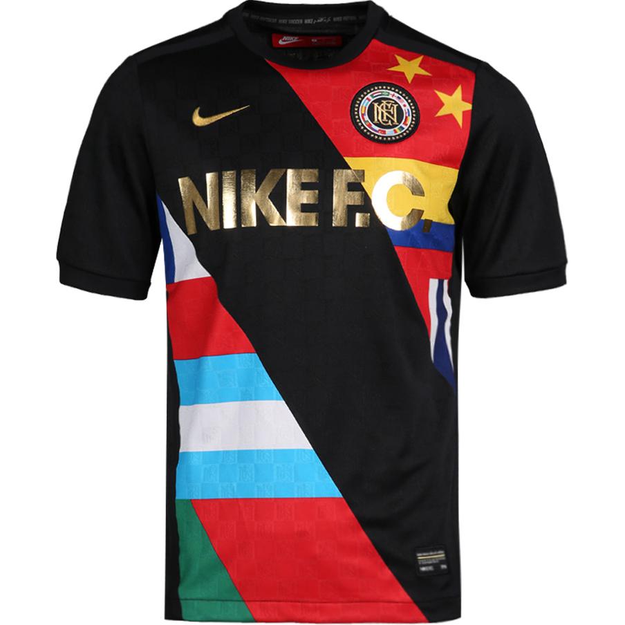 Nike Retro Letter Print Breathable Football Tribute Tee Black Shirt 886873-012