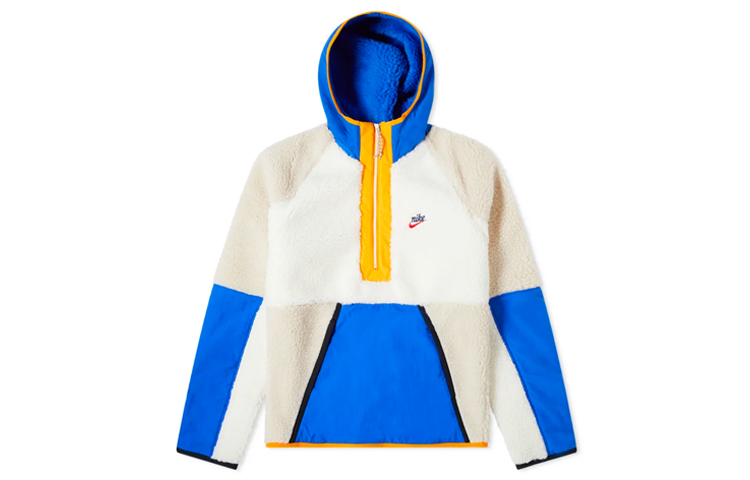 Nike Retro Logo Fleece Colorblock Hoodie Jacket Blue/White BV3766-133