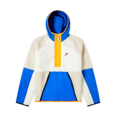 Nike Retro Logo Fleece Colorblock Hoodie Jacket Blue/White BV3766-133