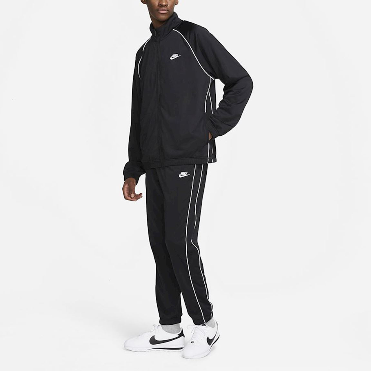 Sizing Nike Retro Patchwork Jalur Tracksuit Hitam CZ9988-010