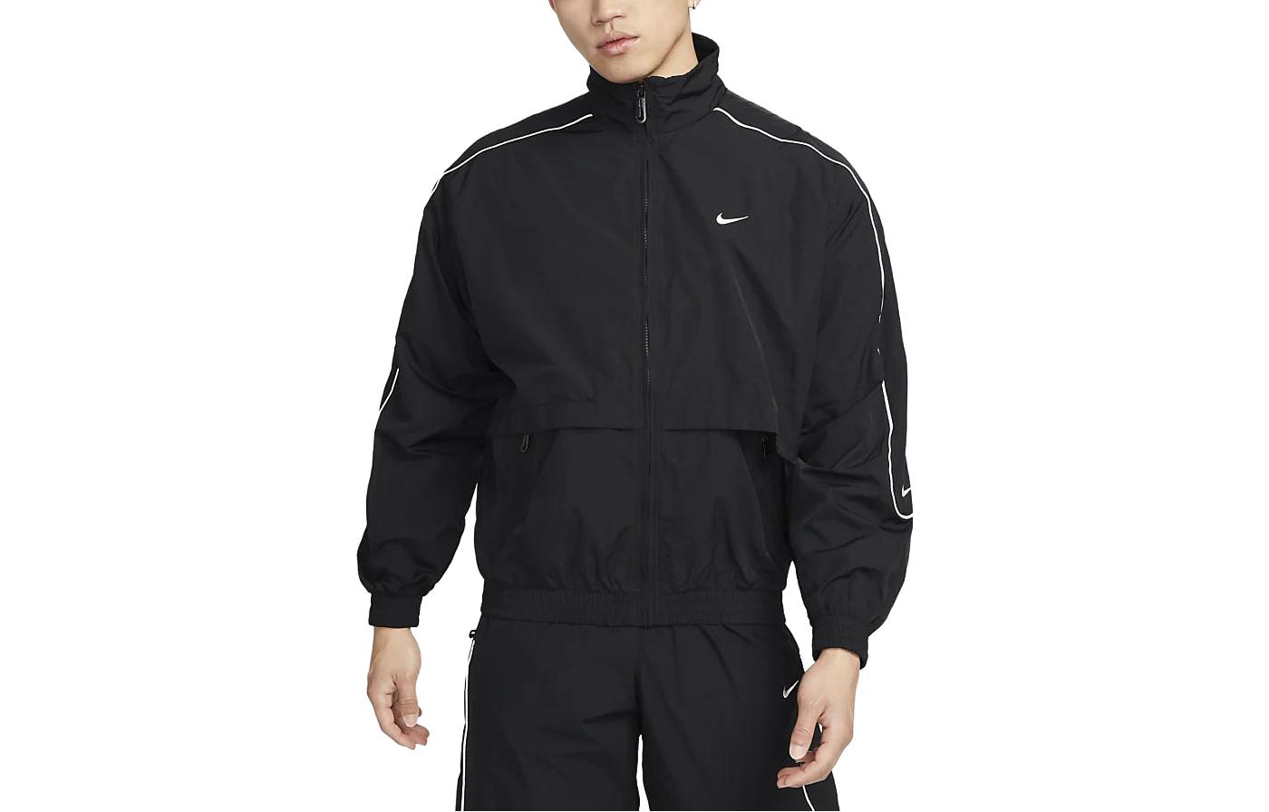 Nike Retro Track Jacket Black with Side Stripe Design for Men. FB8623-010