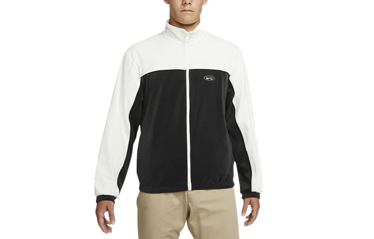 Nike Retro Velvet Skateboarding Jacket Black - Casual Colorblock Logo Design DD0574-010