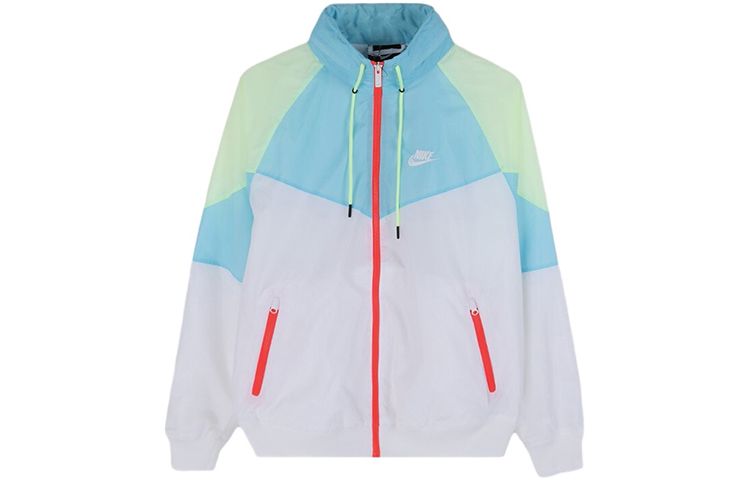 Nike Retro Windbreaker Jacket Blue/White with Colorblock and Hooded Design AR2210-101 圖 2