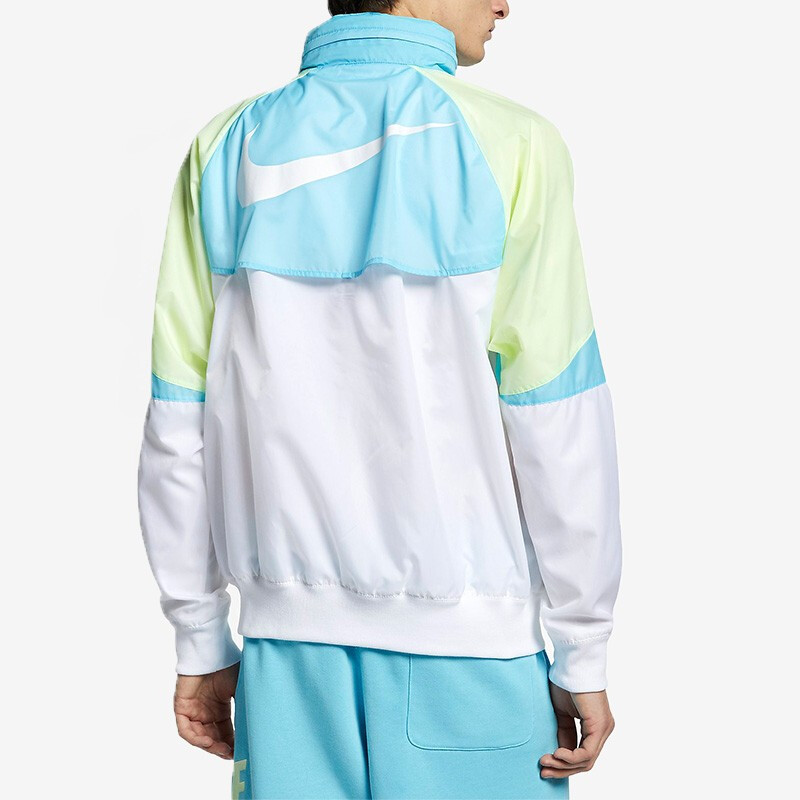 Nike Retro Windbreaker Jacket Blue/White with Colorblock and Hooded Design AR2210-101 圖 5