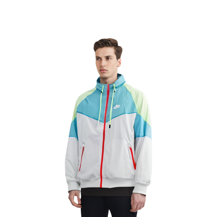 Nike Retro Windbreaker Jacket Blue/White with Colorblock and Hooded Design AR2210-101 圖 6