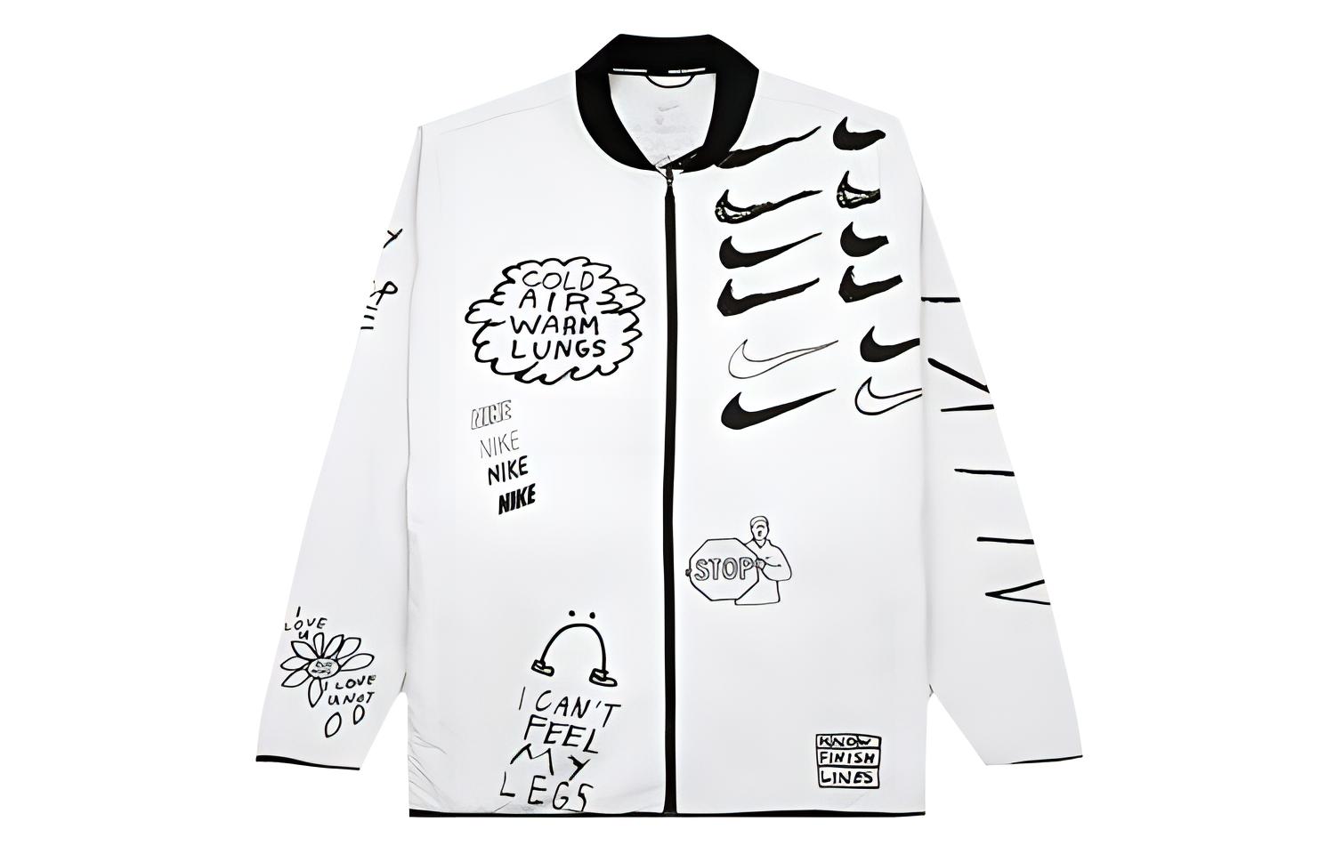 Nike Run Nathan Bell Doodle Print Multi-Swoosh Logo Jacket White AJ7760-133