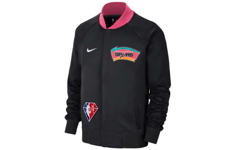 Nike San Antonio Spurs Black Logo Long Sleeve Jacket Sportswear DB2471-010
