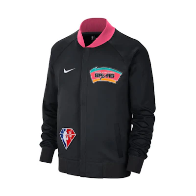 Nike San Antonio Spurs Black Logo Long Sleeve Jacket Sportswear DB2471-010