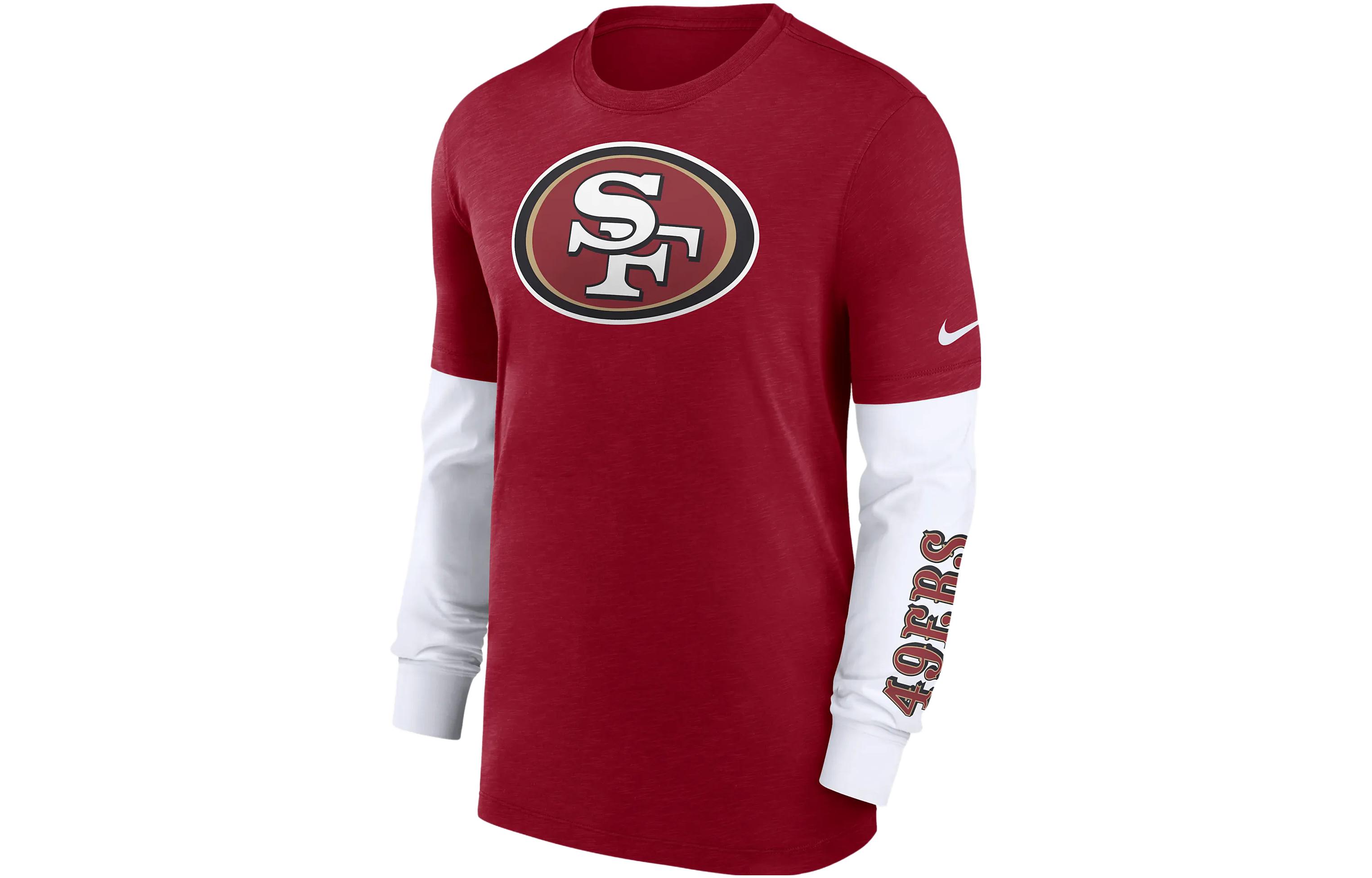 Nike San Francisco 49ers Logo Colorblock Crewneck Sweatshirt Red 00BY00XN73-05G