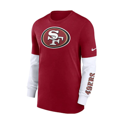 Nike San Francisco 49ers Logo Colorblock Crewneck Sweatshirt Red 00BY00XN73-05G