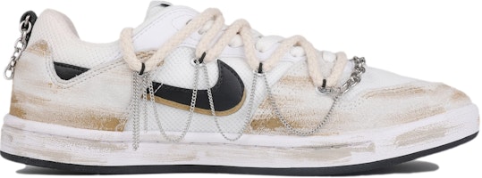 【客製球鞋】Nike SB Alleyoop 銀鍊笑臉 解構風 復古休閒 低筒 板鞋 男款 黑灰 Order 【客製球鞋】Nike SB Alleyoop 銀鍊笑臉 解構風 復古休閒 低筒 板鞋 男款 黑灰