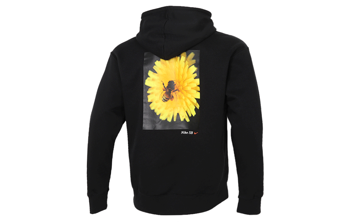 Nike SB Bee Hoodie Black Pullover Sweatshirt with Sports Print DD2094-010