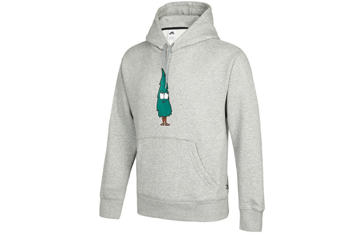 Nike SB Cartoon Print Fleece Pullover Hoodie Grey Winter Skateboard DJ3677-063