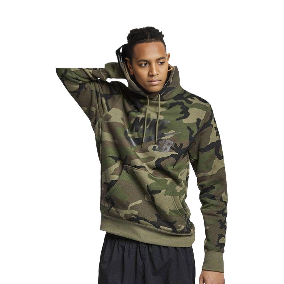 Shop Nike SB ERDL Icon Hoodie Hijau Camo Skateboarding Pullover Sweatshirt AT9756-222