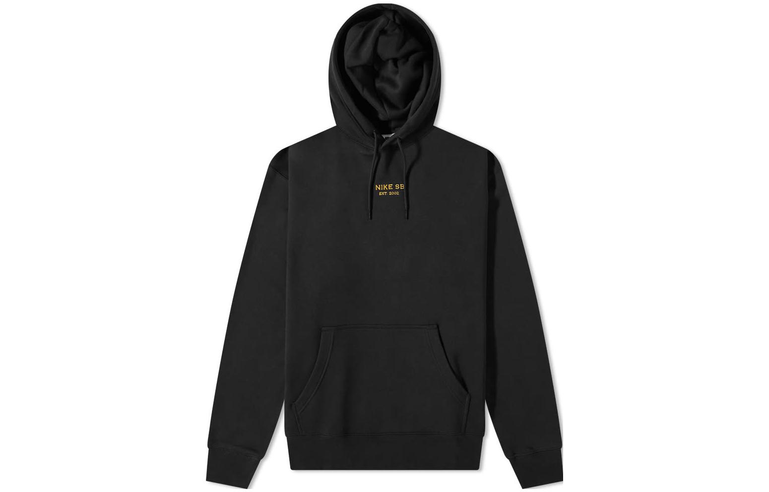 Nike SB Luxury Popover Black/Gold Embroidered Logo Hoodie Long Sleeve DA4264-010