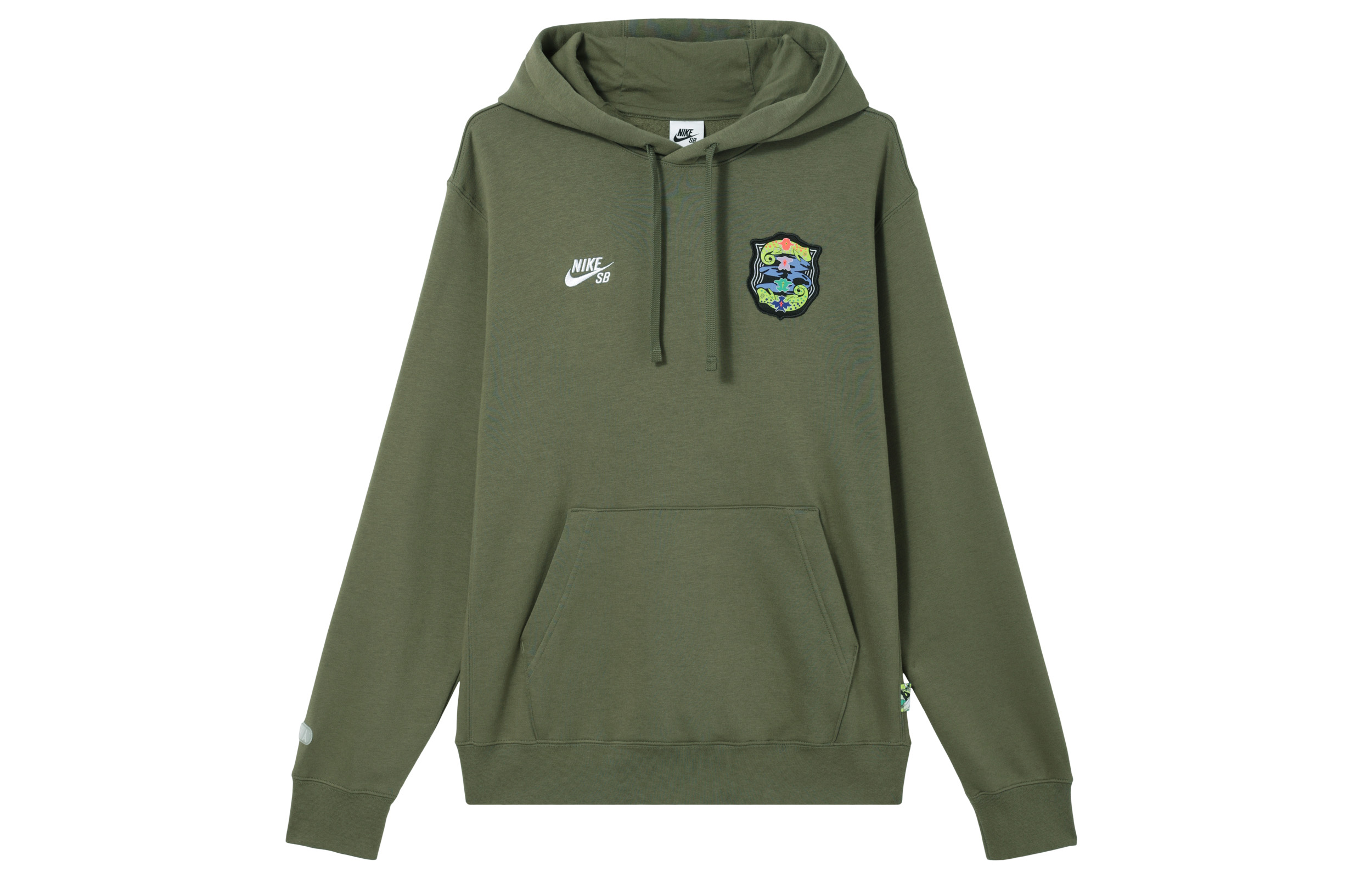 Nike SB Pattern Hoodie Olive Green Unisex Pullover Long Sleeve FZ4099-222