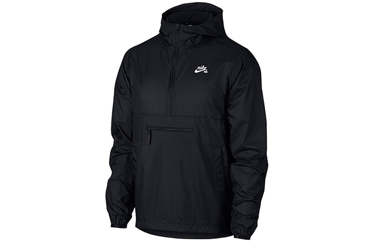 Nike SB Retro Pullover Woven Logo Jacket Black Skateboarding Series CT5327-010