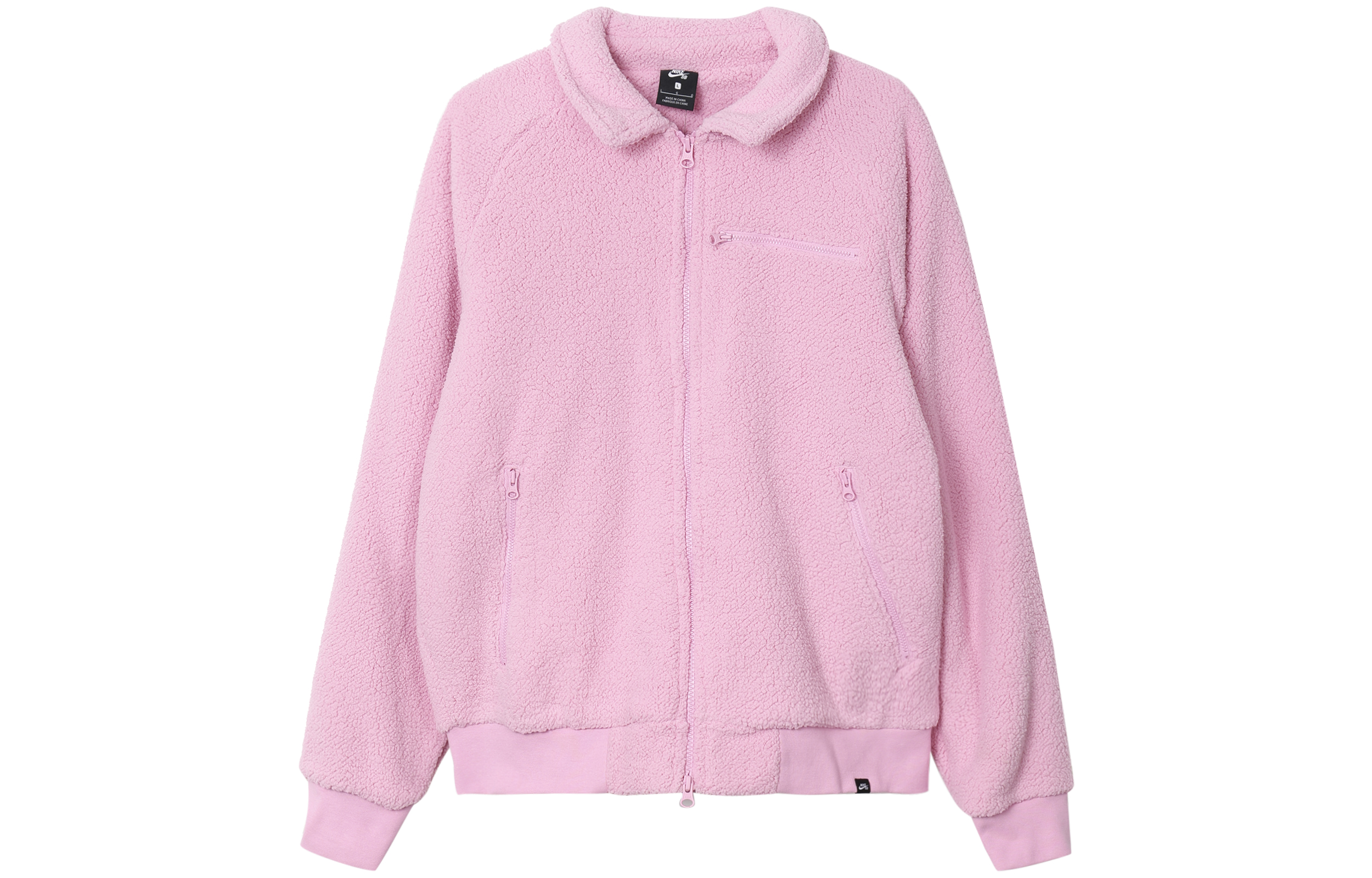 Nike SB Sherpa Zip-Up Skateboarding Jacket Pink ( Casual Multi-Pocket Design) DM0873-629