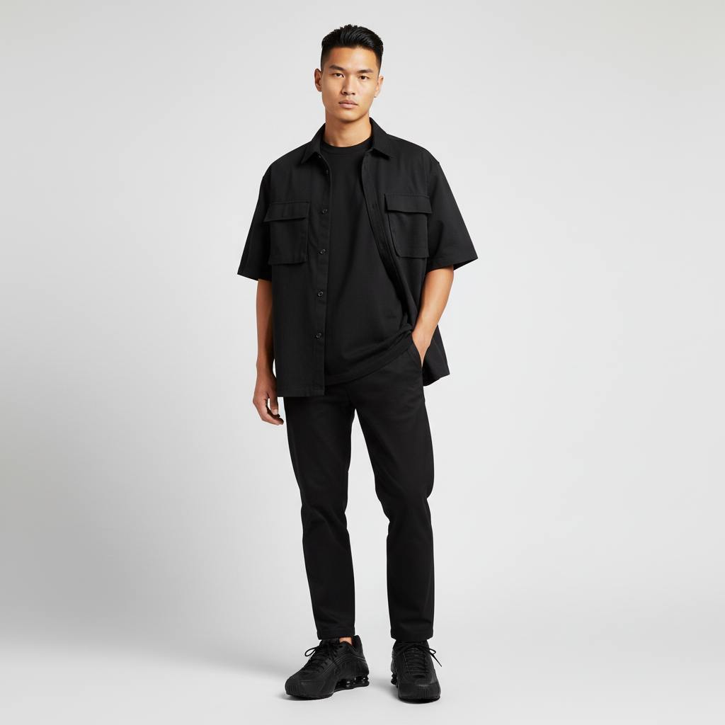 Lookbook Nike Shox R4 2025 'Hitam Sepenuhnya' HQ1988-001