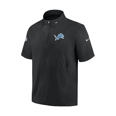 Nike Sideline Coach NFL Detroit Lions Logo Embroidered Black Short-Sleeve Jacket 00M400A9S-0BM