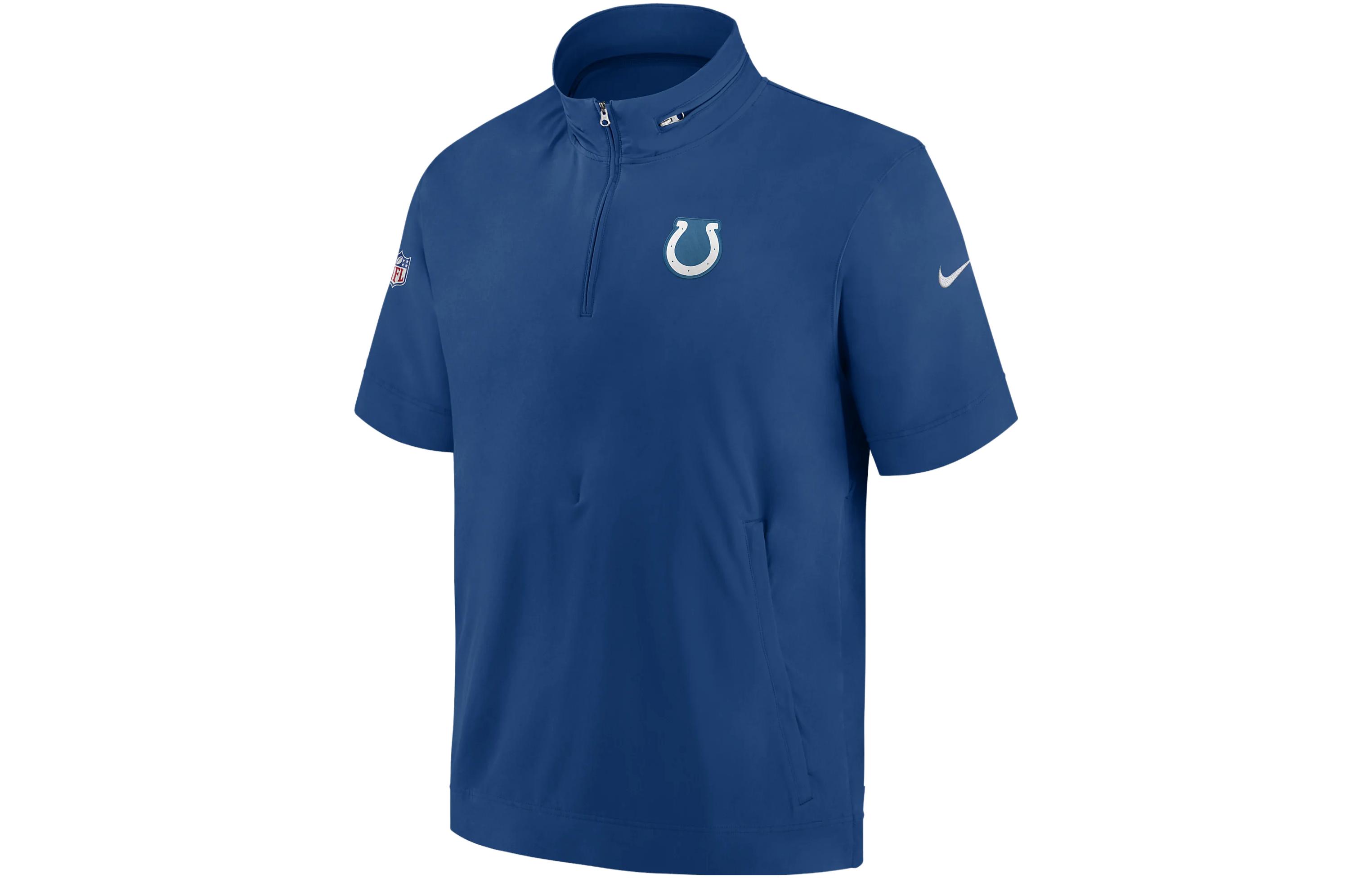 Nike Sideline Coach NFL Indianapolis Colts Embroidered Zip Short Sleeve Jacket Blue 00M44LB98-0BM