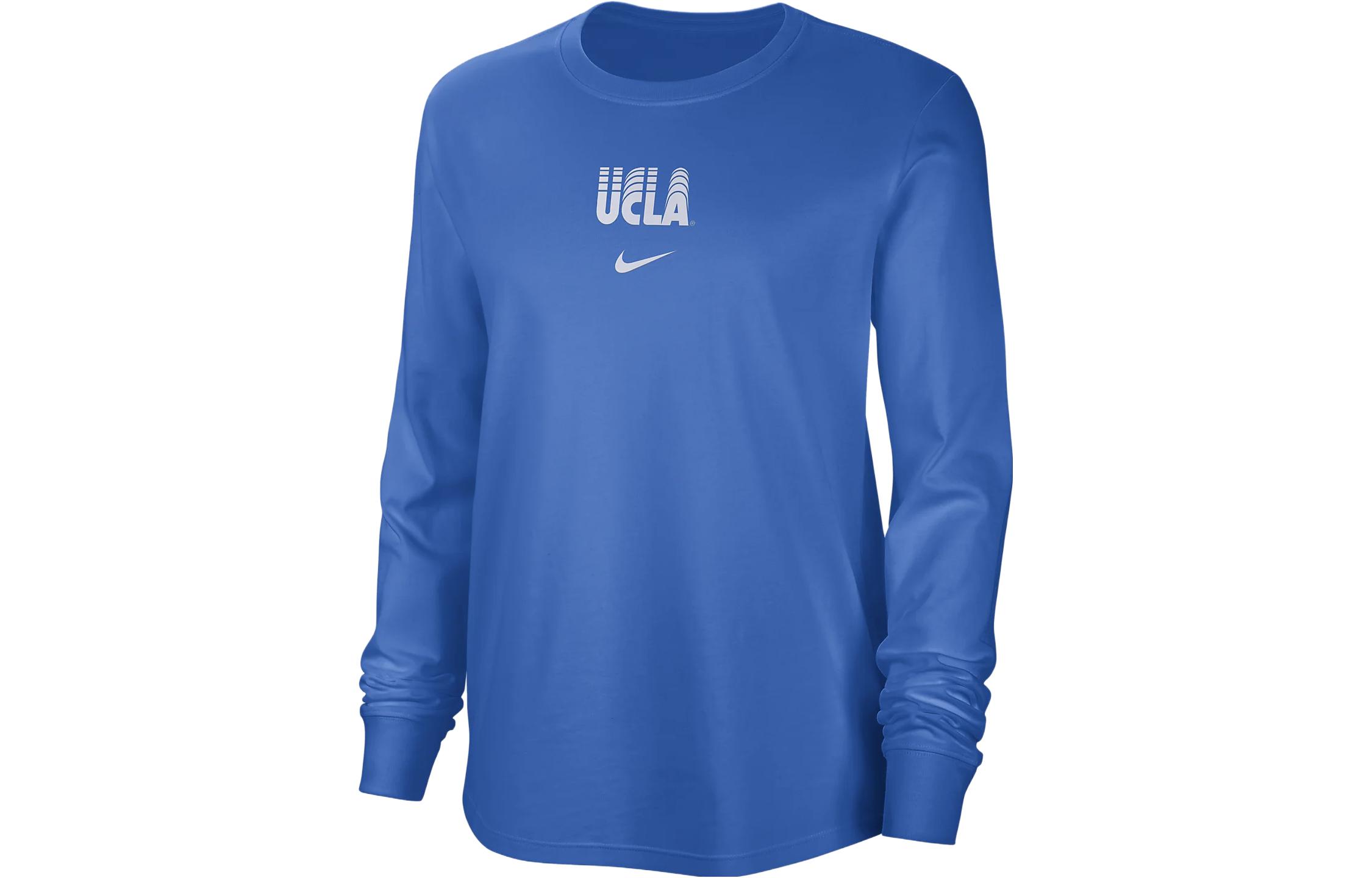 Nike Signal Blue Long-Sleeve Crewneck Tee with Logo Print FN6463-403