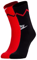 Nike Snkr Sox Running Fashion Crew Basketball Socks Unisex 2-Pack Black/Red CU8319-904 Nike Snkr Sox Running Fashion Crew Basketball Socks Unisex 2-Pack Black/Red CU8319-904