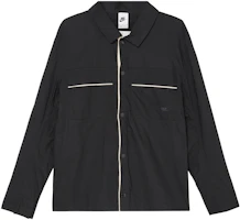 Nike Solid Black Windproof Polo-Collar Casual Shirt Jacket DM6640-045 Nike Solid Black Windproof Polo-Collar Casual Shirt Jacket DM6640-045
