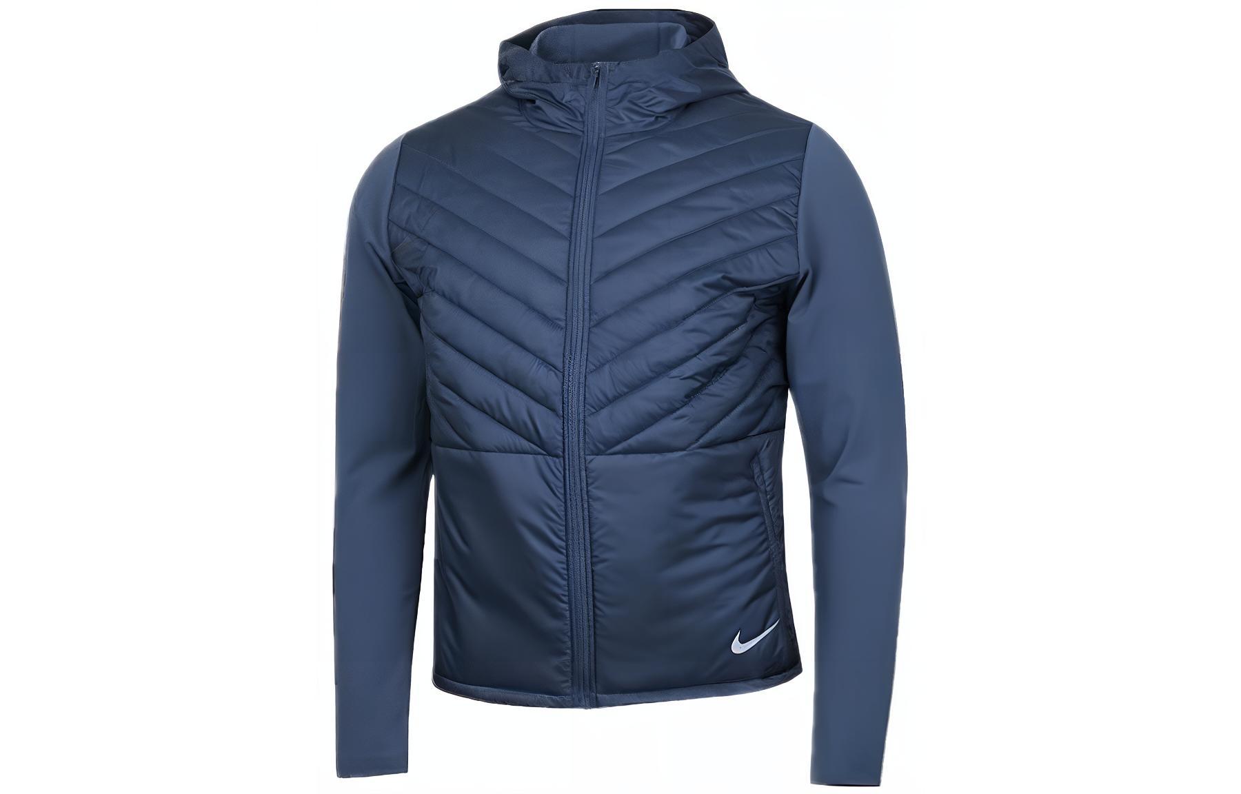 Nike Solid Color Blue Zip-Up Jacket with High Collar AH0545-427