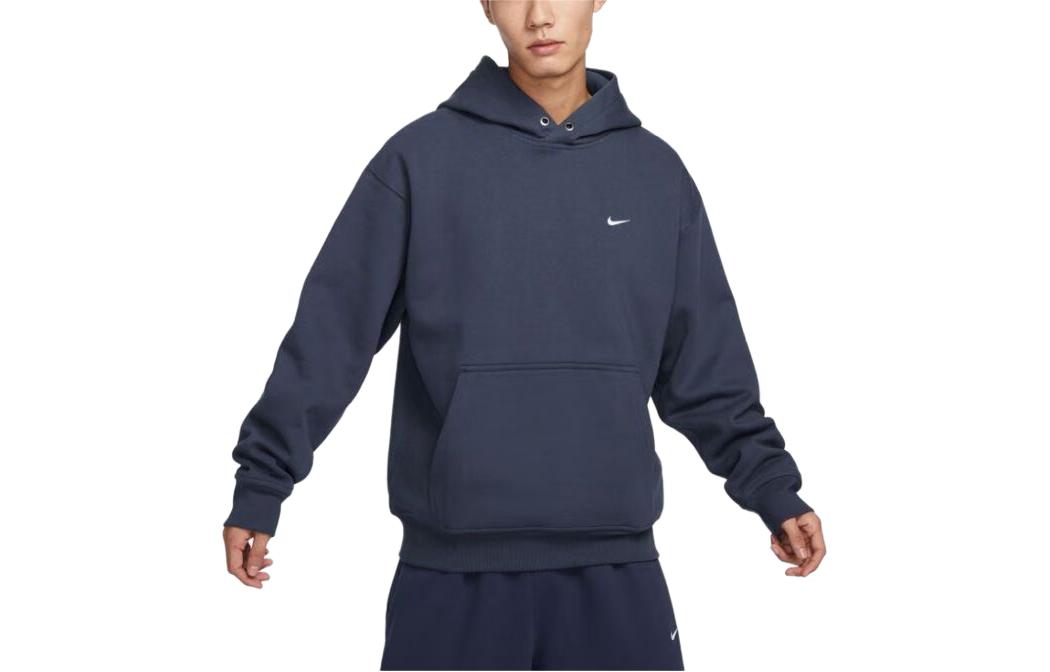 Nike Solid Color Casual Sports Hoodie Navy Blue FN3348-437