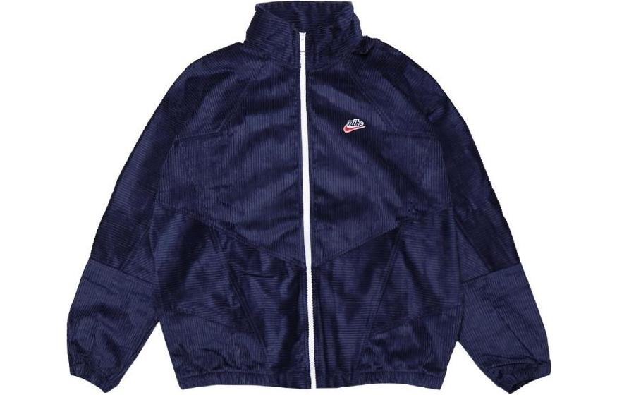 Nike Solid Color Embroidered Logo Zip-Up Jacket Blue DA0032-410