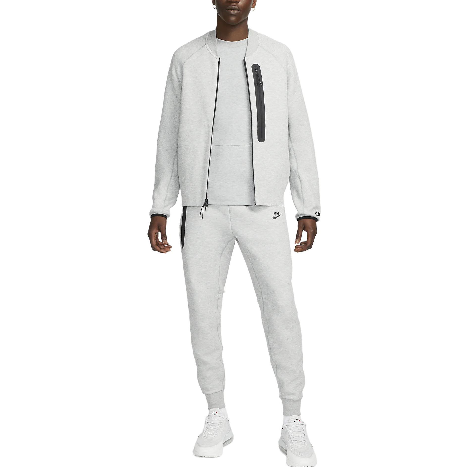 Shop Nike Solid Color Jacket with Ribbed Hem Grey FB8008-063