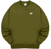 Nike Solid Color Logo Embroidered Pullover Crewneck Sweatshirt Green BV2663-327 Nike Solid Color Logo Embroidered Pullover Crewneck Sweatshirt Green BV2663-327