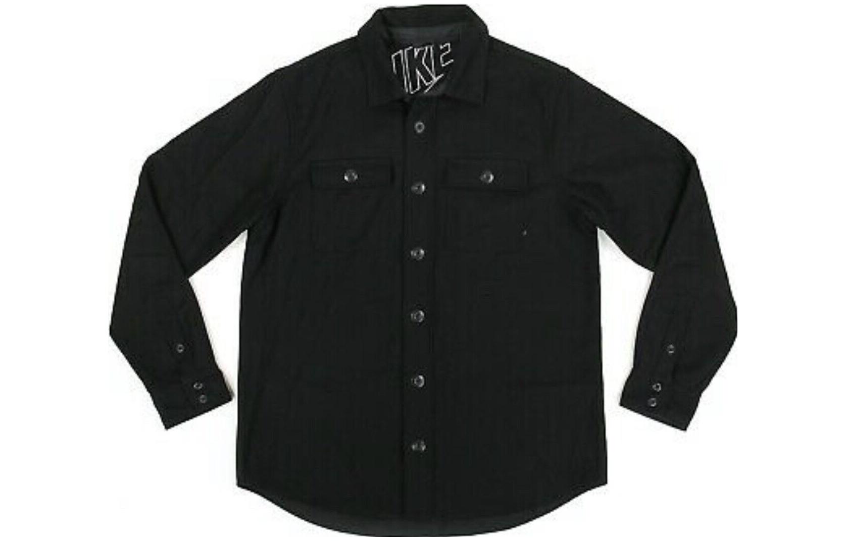 Nike Solid Color Relaxed Fit Button-Up Jacket - Black 707848-010