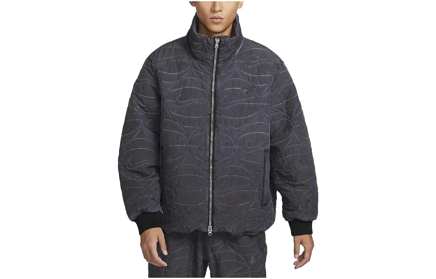 Order Nike Solid Color Stand Collar Zip-Up Warm Casual Jacket FB7102-010