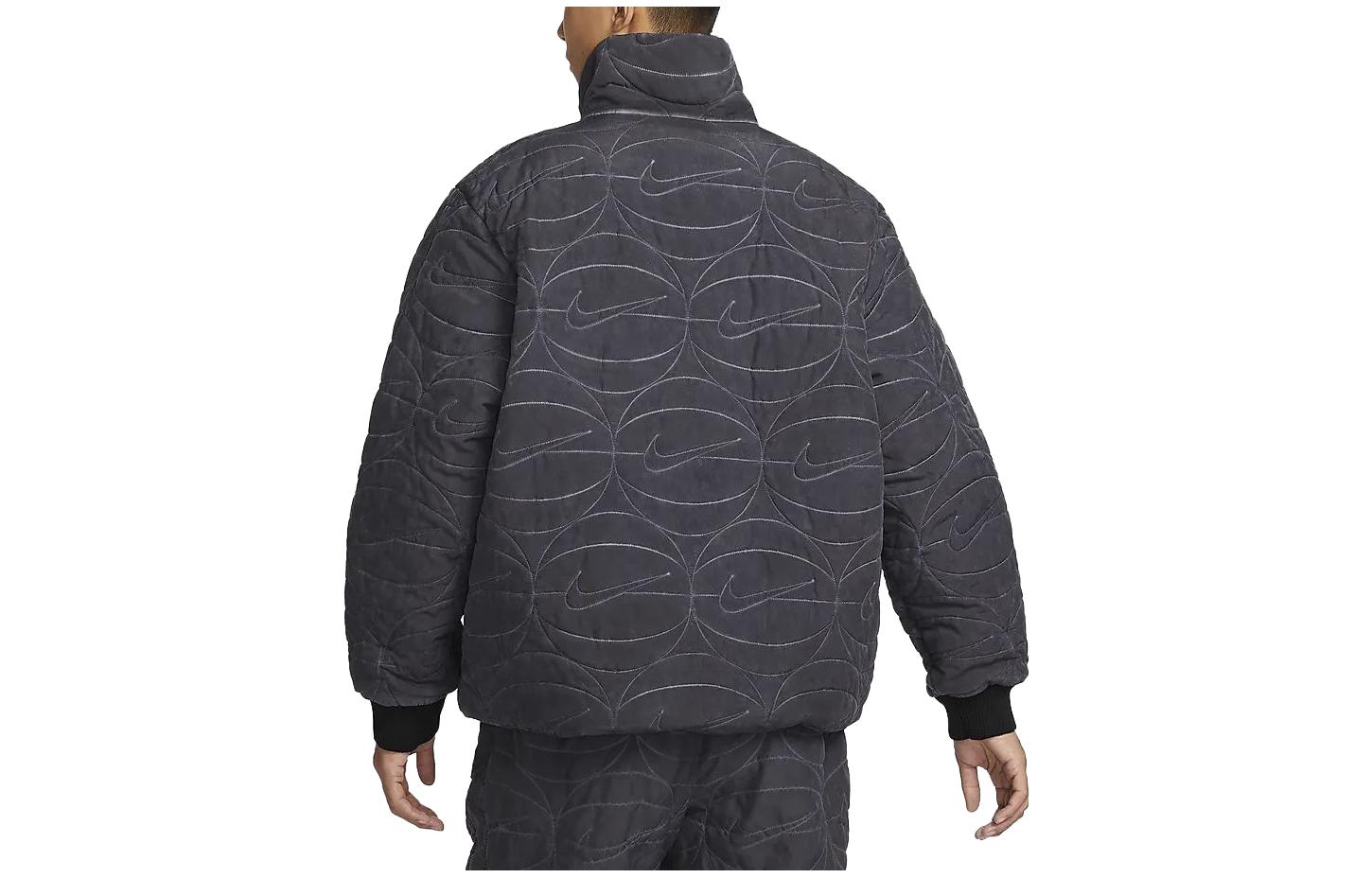 Lookbook Nike Solid Color Stand Collar Zip-Up Warm Casual Jacket FB7102-010