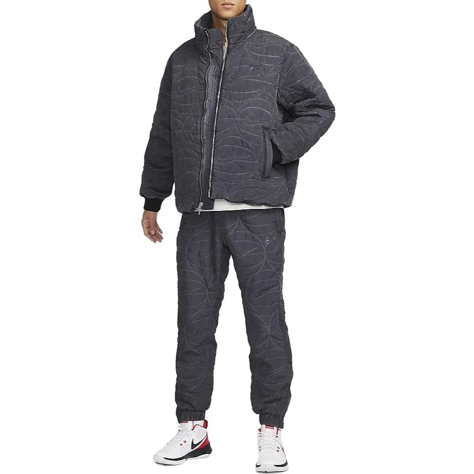 Shop Nike Solid Color Stand Collar Zip-Up Warm Casual Jacket FB7102-010