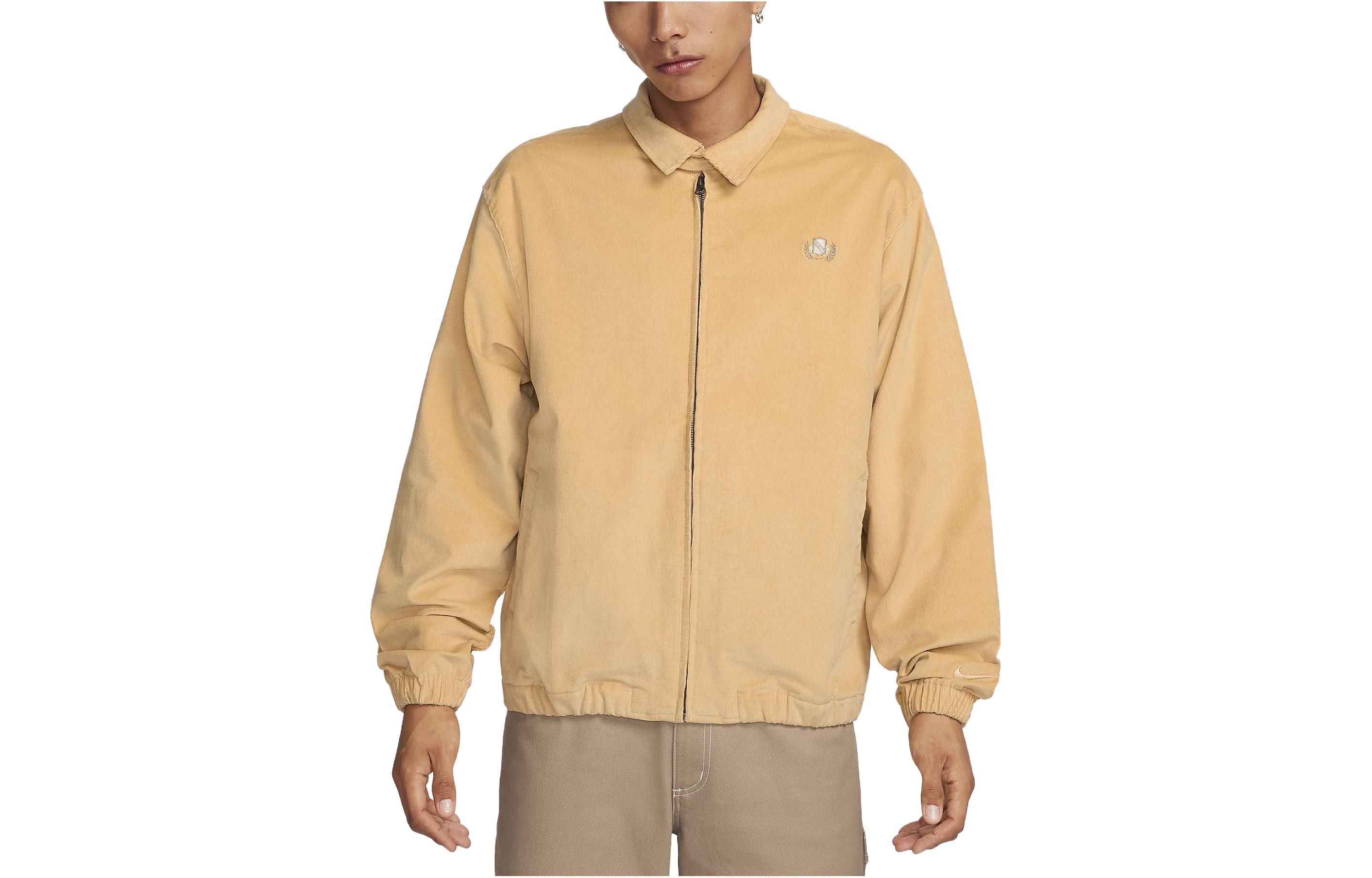 Nike Solid Color Zip-Up Long Sleeve Jacket Brown Outerwear FQ8005-252