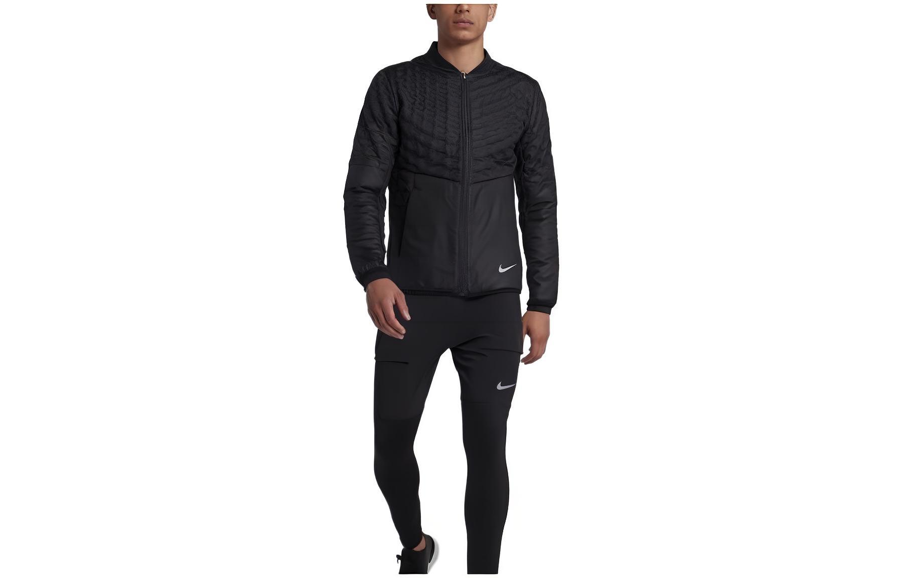 Nike Solid Color Zip-Up Stand Collar Jacket Black 928506-010