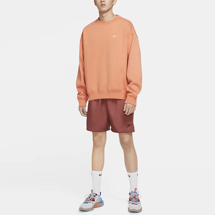Shop Nike Solid Fleece Crewneck Sweatshirt Soft Orange DA0318-863