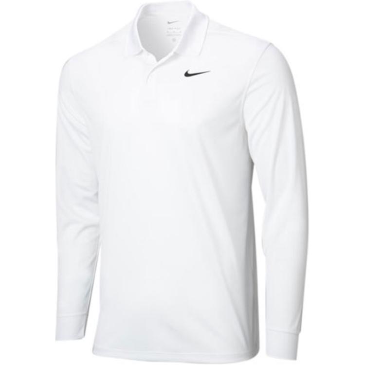 Nike Solid Logo Breathable Golf Long-Sleeve Polo Shirt White DN2345-100