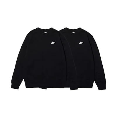Nike Solid Logo Crewneck Long Sleeve Sweatshirt 2-Pack Black BV2667-010-2