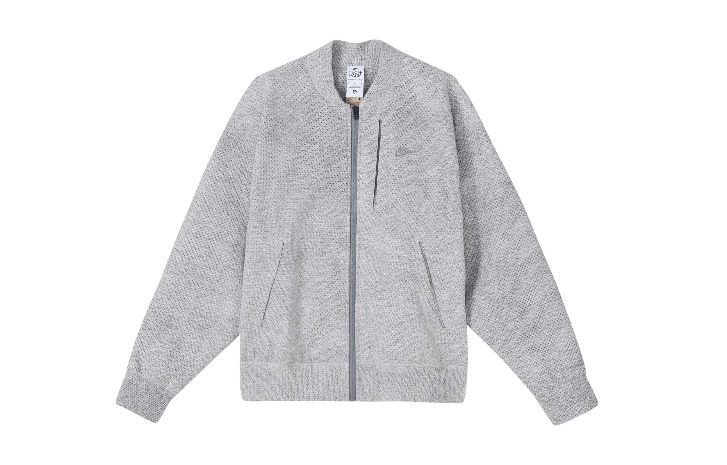 Order Nike Solid Logo Embroidered Baseball Collar Zip Jacket Smoke Grey DQ4269-077